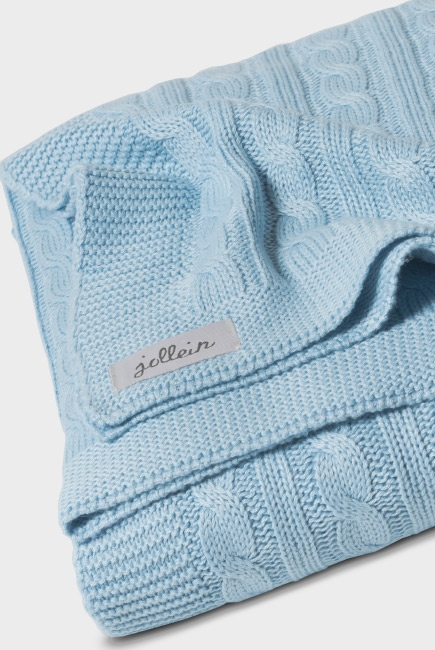 Вязаный плед для новорожденных, "светло-голубой", большой