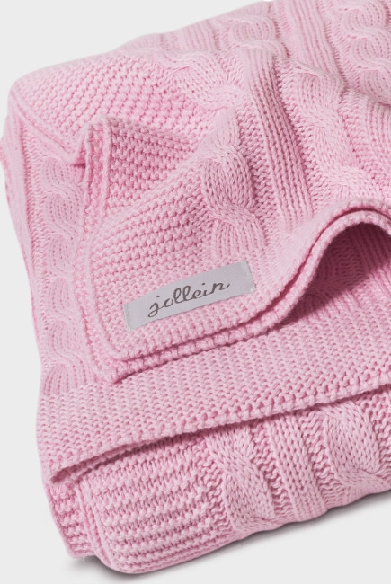 Вязаный плед для новорожденных (косичка) Jollein, "светло-розовый", большой
