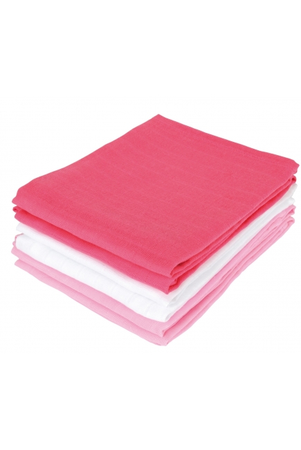 Комплект муслиновых пеленок для новорожденных Jollein, fuchsia/pink/white
