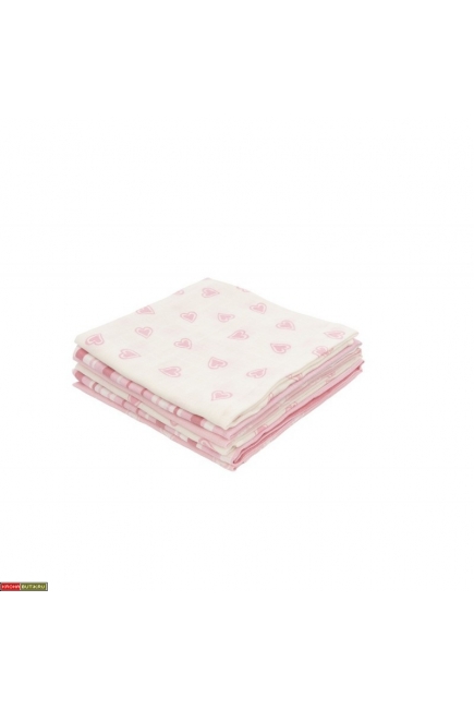 Комплект муслиновых пеленок для новорожденных Jollein, Hearts pink