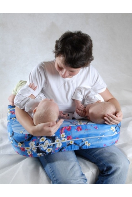 Подушка для кормления двойни «Milk Rivers Twins» с дополнительной подушкой для спины голубая