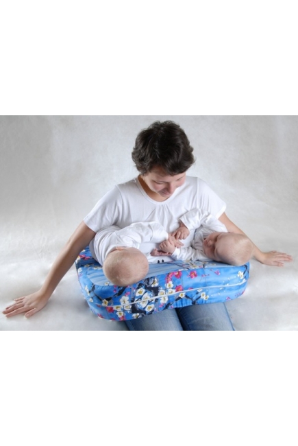 Подушка для кормления двойни «Milk Rivers Twins» с дополнительной подушкой для спины голубая