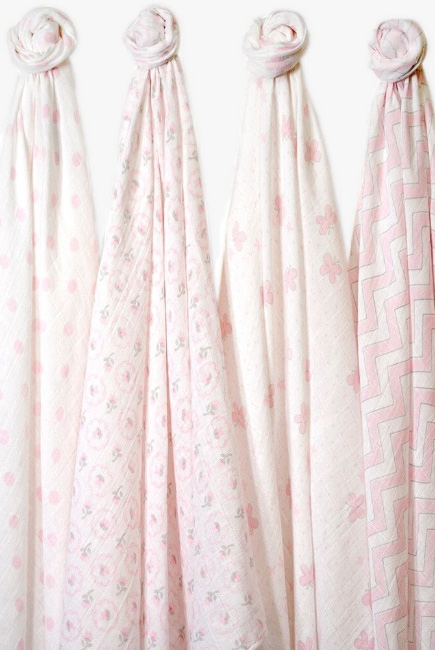 Муслиновые пеленки для новорожденного SwaddleDesigns большие набор 4, Pink Butterfly