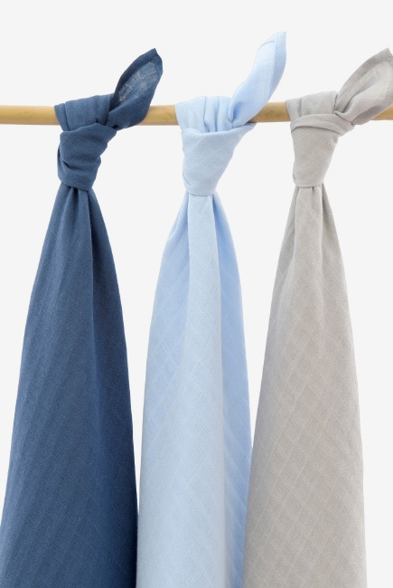 Муслиновые пеленки для новорожденных Jollein большие, navy/light blue/ light grey