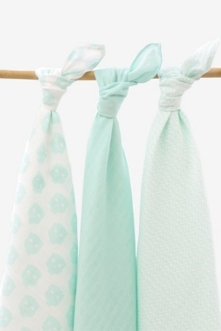 Муслиновые пеленки для новорожденных большие Jollein, Owl mint