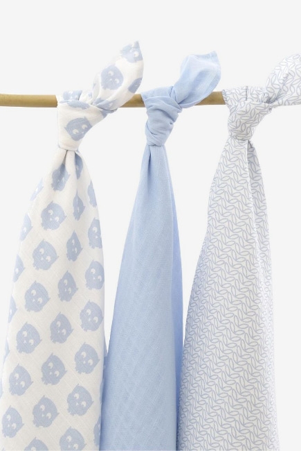 Муслиновые пеленки для новорожденных Jollein большие, Owl blue