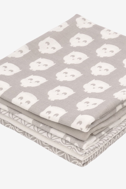 Муслиновые пеленки для новорожденных Jollein средние, Owl grey