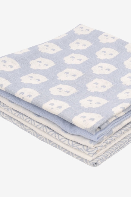 Муслиновые пеленки для новорожденных Jollein средние, Owl blue