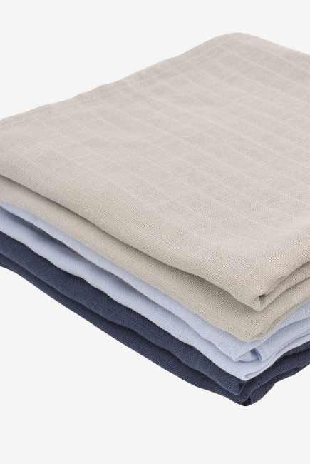 Муслиновые пеленки для новорожденных Jollein средние, navy/light blue/ light grey