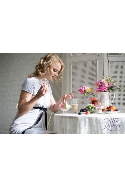 Платье домашнее с атласной лентой Milk Rivers серый меланж