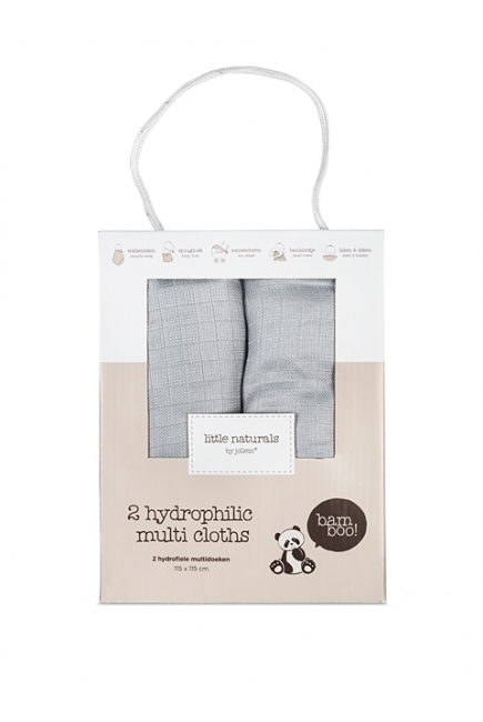Комплект бамбуковых пеленок для новорожденных 2 шт. Jollein, grey