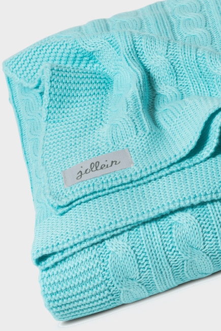 Вязаный плед для новорожденных (косичка) Jollein, "нефритовый", большой