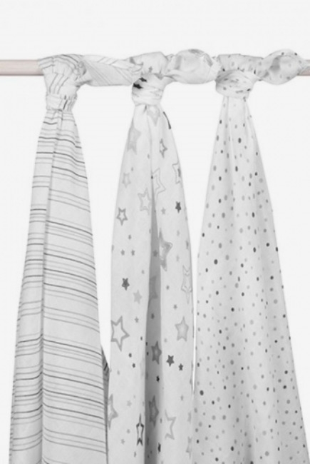 Муслиновые пеленки для новорожденных Jollein большие, Stardust grey (звездная пыль-серые)