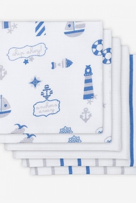 Муслиновые пеленки для новорожденных Jollein средние, Boys at sea (Мальчики на море)