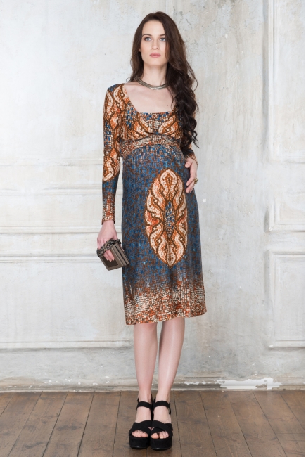 Платье для кормящих и беременных Diva Nursingwear Alba дл.рукав, принт India