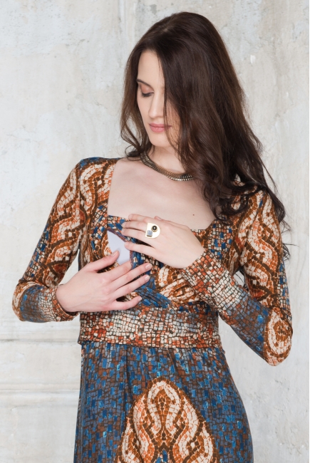 Платье для кормящих и беременных Diva Nursingwear Alba дл.рукав, принт India