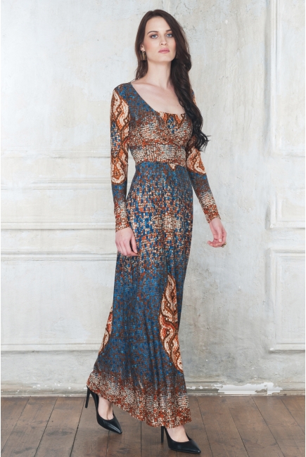 Платье для кормящих и беременных Diva Nursingwear Alba Maxi дл.рукав, принт India