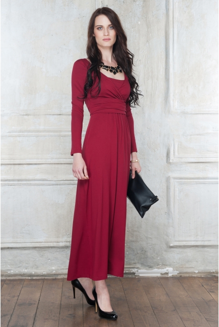 Платье для кормящих и беременных Diva Nursingwear Alba Maxi дл.рукав, цвет Berry