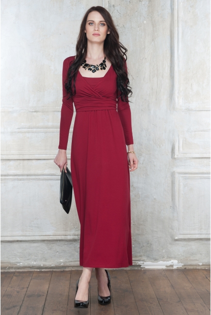 Платье для кормящих и беременных Diva Nursingwear Alba Maxi дл.рукав, цвет Berry