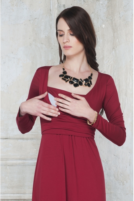 Платье для кормящих и беременных Diva Nursingwear Alba Maxi дл.рукав, цвет Berry