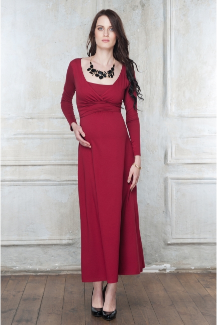 Платье для кормящих и беременных Diva Nursingwear Alba Maxi дл.рукав, цвет Berry