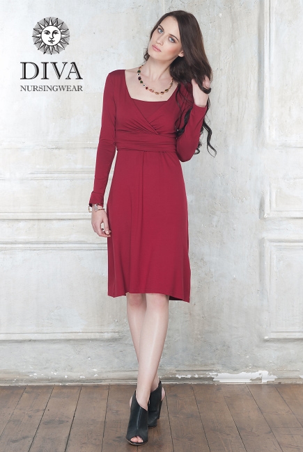 Платье для кормящих и беременных Diva Nursingwear Alba дл.рукав, цвет Berry