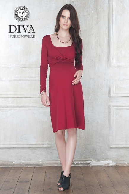Платье для кормящих и беременных Diva Nursingwear Alba дл.рукав, цвет Berry