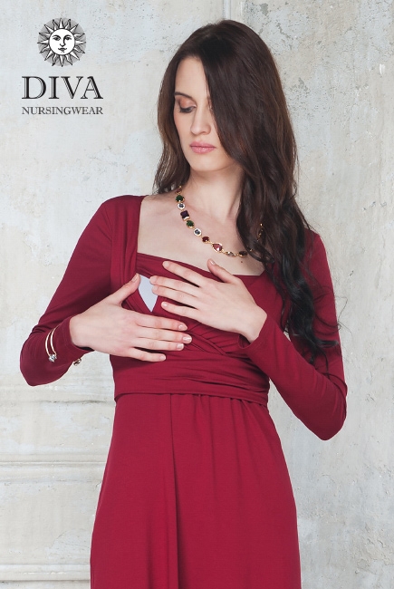 Платье для кормящих и беременных Diva Nursingwear Alba дл.рукав, цвет Berry