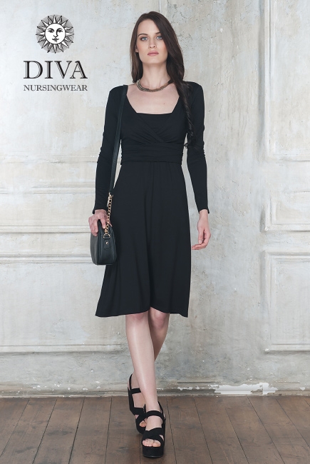 Платье для кормящих и беременных Diva Nursingwear Alba дл.рукав, цвет Nero