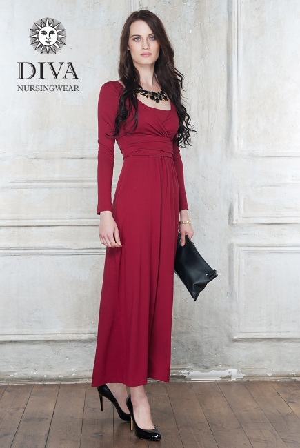 Платье для кормящих и беременных Diva Nursingwear Alba Maxi дл.рукав, цвет Berry