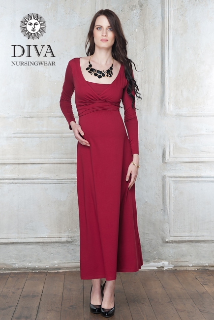 Платье для кормящих и беременных Diva Nursingwear Alba Maxi дл.рукав, цвет Berry