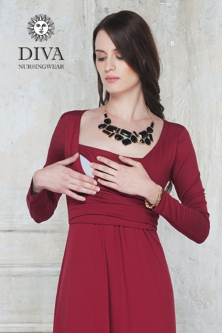 Платье для кормящих и беременных Diva Nursingwear Alba Maxi дл.рукав, цвет Berry