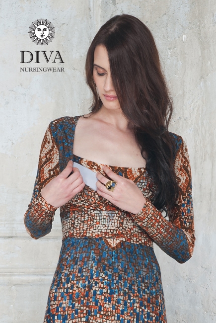 Платье для кормящих и беременных Diva Nursingwear Alba Maxi дл.рукав, принт India