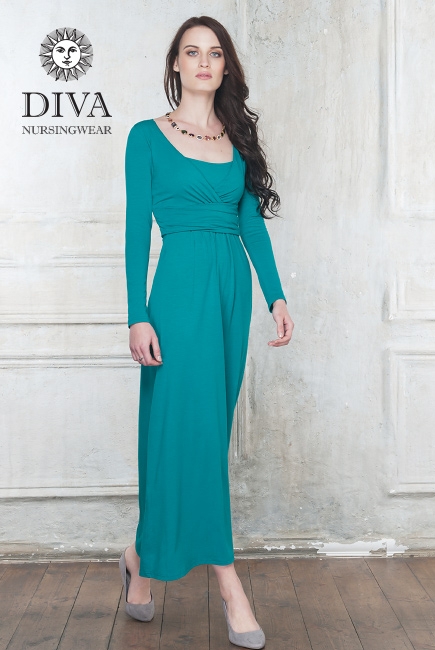 Платье для кормящих и беременных Diva Nursingwear Alba Maxi дл.рукав, цвет Smeraldo