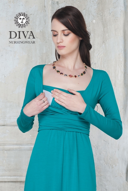 Платье для кормящих и беременных Diva Nursingwear Alba Maxi дл.рукав, цвет Smeraldo