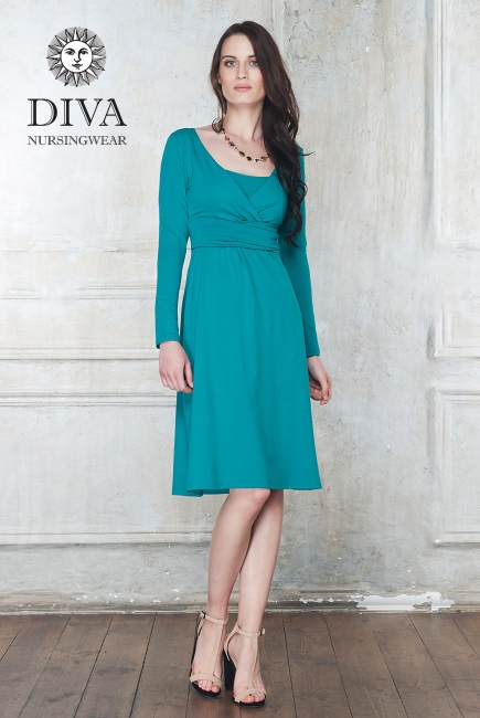 Платье для кормящих и беременных Diva Nursingwear Alba дл.рукав, цвет Smeraldo