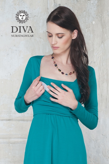 Платье для кормящих и беременных Diva Nursingwear Alba дл.рукав, цвет Smeraldo