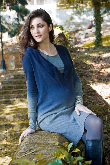 Платье для кормящих Mothers en Vogue Brooke's Knit, сине-серая градация