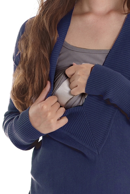 Платье для кормящих Mothers en Vogue Brooke's Knit, сине-серая градация