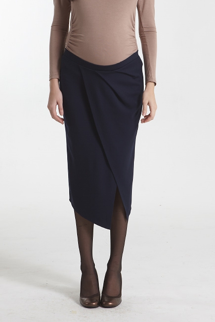 Юбка для беременных и родивших Mothers en Vogue Midi Draped, синий (Navy)