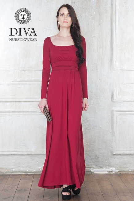 Платье для кормящих и беременных Diva Nursingwear Stella Maxi дл.рукав, цвет Berry