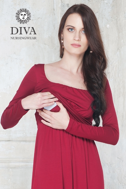 Платье для кормящих и беременных Diva Nursingwear Stella Maxi дл.рукав, цвет Berry