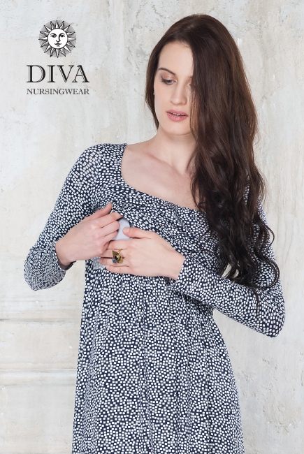 Платье для кормящих и беременных Diva Nursingwear Stella Maxi дл.рукав, принт Domino
