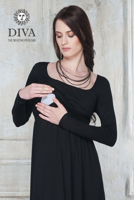 Платье для кормящих и беременных Diva Nursingwear Stella Maxi дл.рукав, цвет Nero