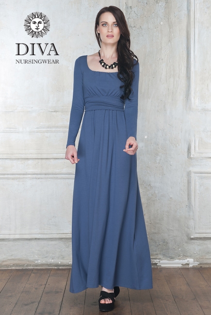 Платье для кормящих и беременных Diva Nursingwear Stella Maxi дл.рукав, цвет Notte