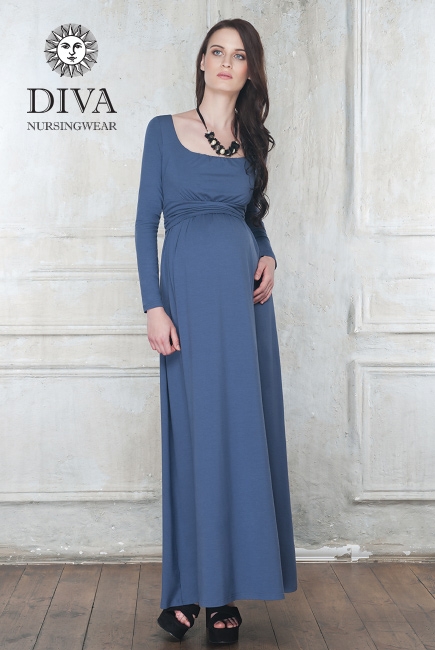 Платье для кормящих и беременных Diva Nursingwear Stella Maxi дл.рукав, цвет Notte