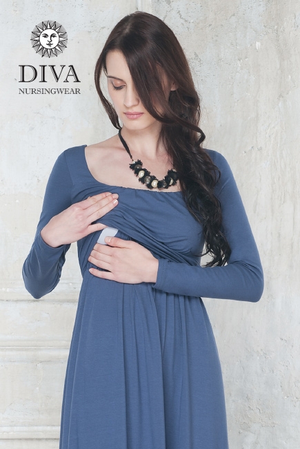 Платье для кормящих и беременных Diva Nursingwear Stella Maxi дл.рукав, цвет Notte