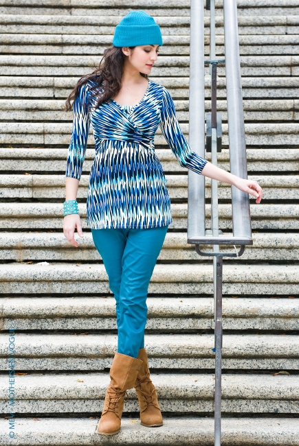 Топ для кормления Mothers en Vogue Wrap Top, рукав 3/4, принт Chevron