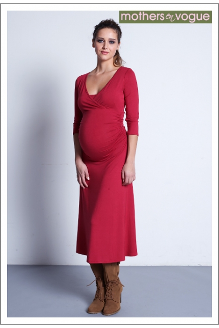 Платье Mothers en Vogue "Dana", рукав 3/4, цвет малиновый