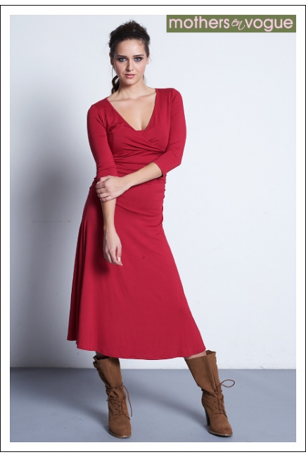 Платье Mothers en Vogue "Dana", рукав 3/4, цвет малиновый